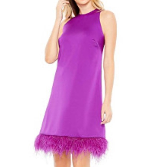 Mac Duggal Raspberry Ostrich Feather Party Dress - Picture 6 of 6